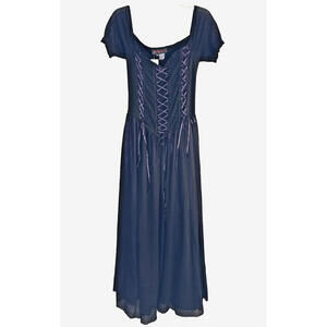 Subterranea Black/Violet Lace-up Gothic Dress Medieval Renaissance Sz M NWT